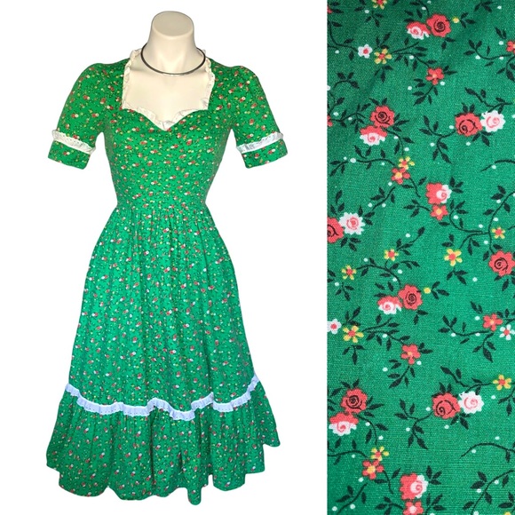 Vintage Dresses & Skirts - v i n t a g e :: Whimsical Handmade Floral Cottagecore Milkmaid Dress